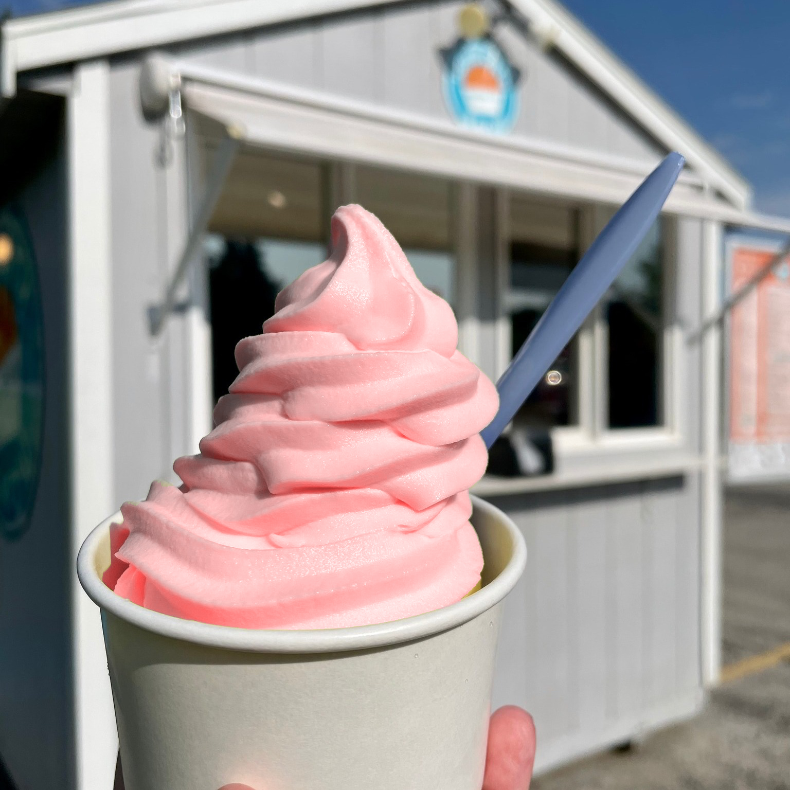 Pink soft serve at the stand